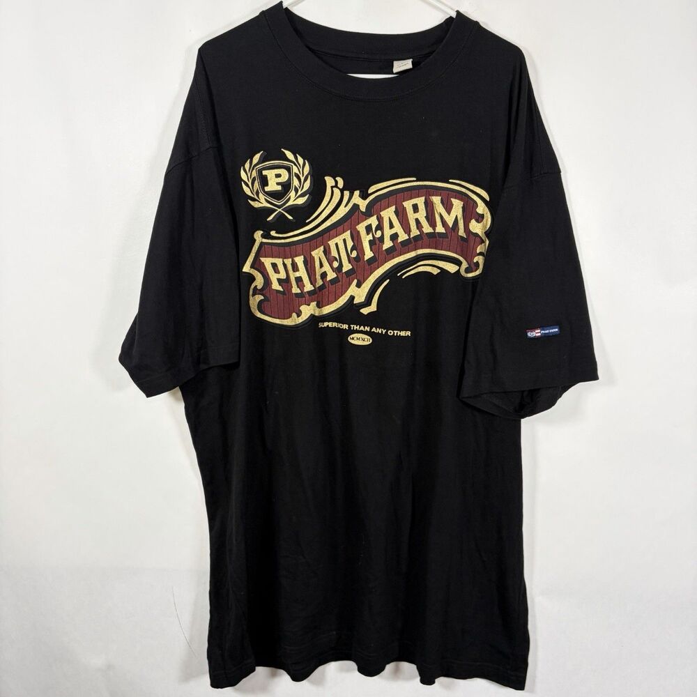 Phat Farm T Shirt Mens Size 5XL Black Gold Short Sleeve Vintage Y2K Hip Hop